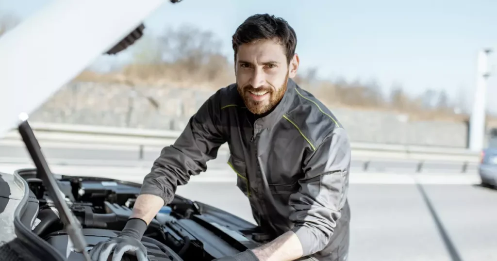 A person working on a car